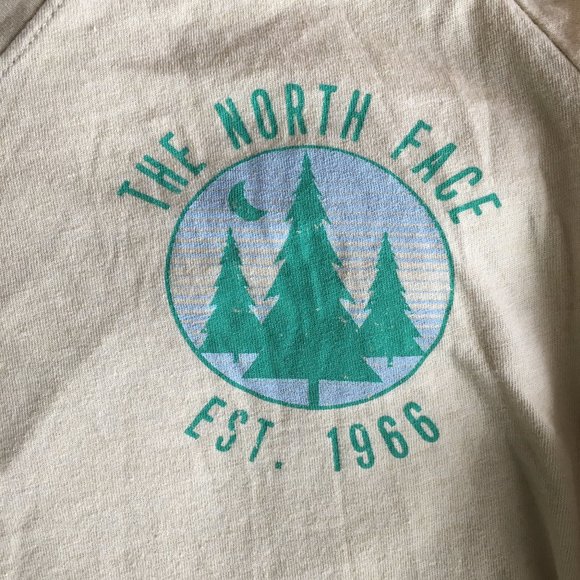 THE NORTH FACE Standard Fit Beige with Green Blue Logo Print Long Sleeve Shirt - Picture 7 of 11